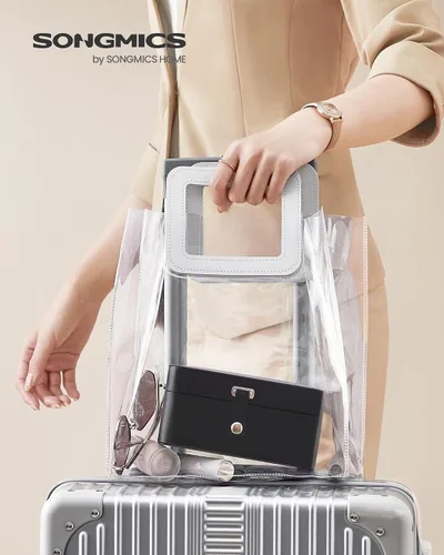 Miniatura 41 de SONGMICS Caja organizadora de joyas, estuche de viaje de 2 capas para aretes, collares, pulseras, almacenamiento portátil de joyas con gran Verde