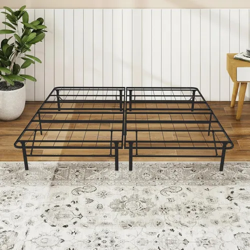 Miniatura 8 de Marco de cama plegable individual, plataforma de metal resistente con almacenamiento de 14 pulgadas, no necesita somier, fácil montaje sin