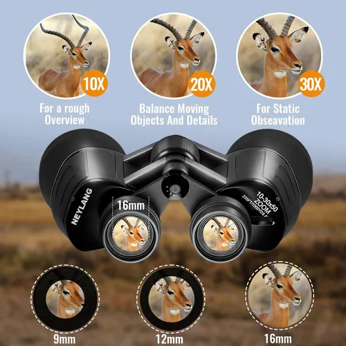 Miniatura 4 de Prismáticos con zoom de 10-30x50 para adultos de alta potencia, binoculares ligeros e impermeables para caza, observación de aves, viajes y cruceros