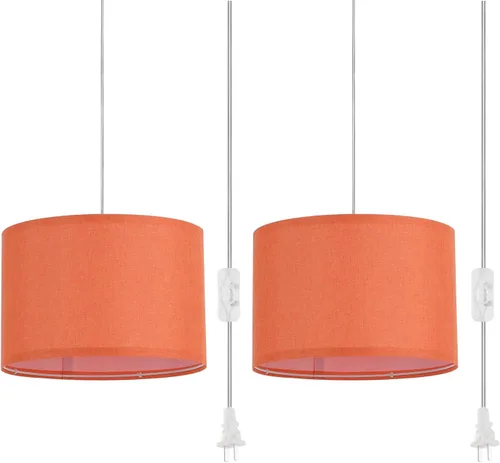 Miniatura 16 de Paquete de 2 lámparas colgantes enchufables, luz colgante con cable transparente de 15 pies, interruptor de encendido/apagado, pantalla de lámpara