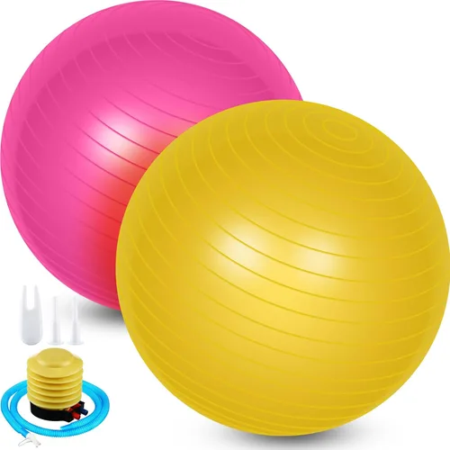 Miniatura 9 de Leyndo 2 pelotas de yoga grandes de 26 pulgadas, pelota de ejercicio antiestallido con bomba, 26 pulgadas/25.6 in para mejorar la postura