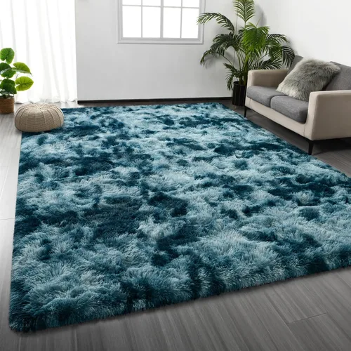 Miniatura 15 de Deerhoo - Alfombra de área, estilo shag, 4 x 6 pies, con teñido anudado, alfombra mullida y ultrasuave para sala de estar, alfombra de pelo