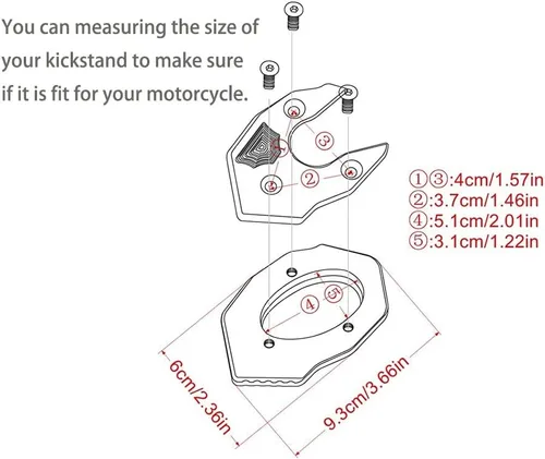Miniatura 9 de Motocicleta Kickstand Extender Pie Lateral Soporte de Extensión Pad Placa de Soporte Para Kawasaki Z650 Z900 Z1000 Z1000SX ER-6N ZX6R ZX10R