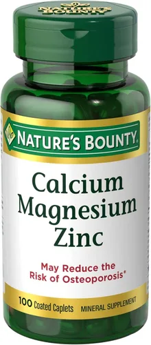 Nature's Bounty Comprimidos de calcio, magnesio y zinc, salud inmunológica y ósea, suplemento diario, 1000 mg de calcio, 400 mg de magnesio, 600 UI