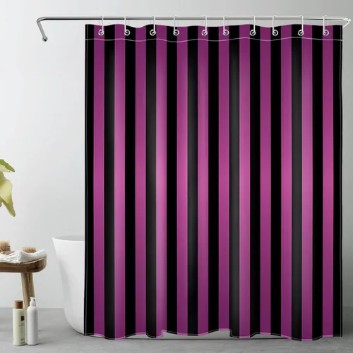 Miniatura 29 de LB Cortina de ducha a rayas naranjas y negras, cortina de ducha de arte estético de Halloween con patrón geométrico para baño, 60 x 72 pulgadas