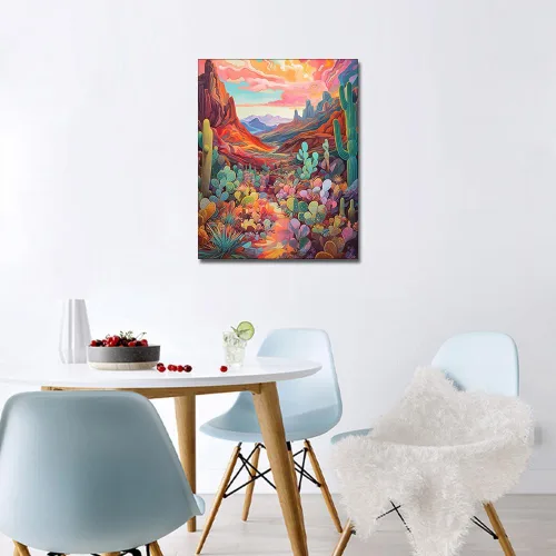 Miniatura 4 de TUMOVO Pintura de paisajes por números para adultos, kits de pintura de suculentas por números, pintura de números de cactus para adultos