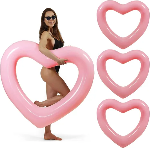 Miniatura 22 de LOTELI - Flotadores de piscina con forma de corazón originales para adultos, más gruesos y fuertes, flotadores inflables grandes para fiestas, Blanco