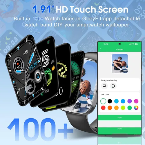 Miniatura 6 de Csasan Reloj inteligente con pantalla HD de 1.91 pulgadas, monitor de frecuencia cardíaca, sueño/pasos, más de 100 relojes deportivos, seguimiento