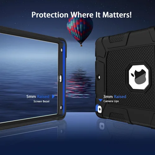 Miniatura 4 de Fundas para iPad de 6ª Generación, Funda de 5ª Generación, Air 2 de 9.7 Pulgadas a Prueba de Golpes, Resistente, Funda Protectora con Pata de Negro