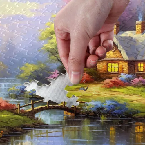 Miniatura 4 de Rompecabezas de flores de cabaña de 500 piezas para adultos, rompecabezas educativos de aprendizaje, juguetes familiares difíciles y desafiantes