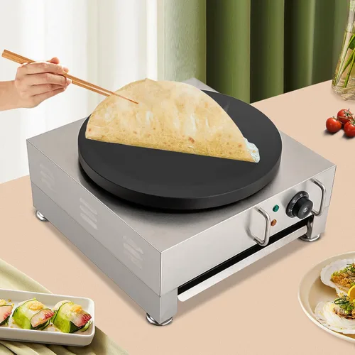 Miniatura 2 de Máquina de crepas comercial de 16 pulgadas de 2200 W, máquina eléctrica para panqueques con placa calefactora redonda antiadherente para crepé