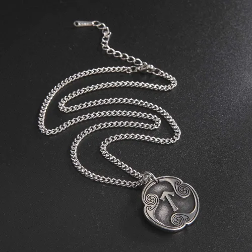 Miniatura 6 de TEAMER Collar con colgante de amuleto de acero inoxidable de 24 runas de los vikingos nórdicos, joyería con símbolo de la suerte y la bendición
