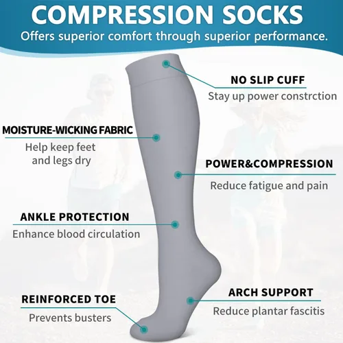 Miniatura 118 de 6 Pack Copper Compression Socks for Women and Men Circulation-Best Support for Medical, Running,Nursing,Athletic