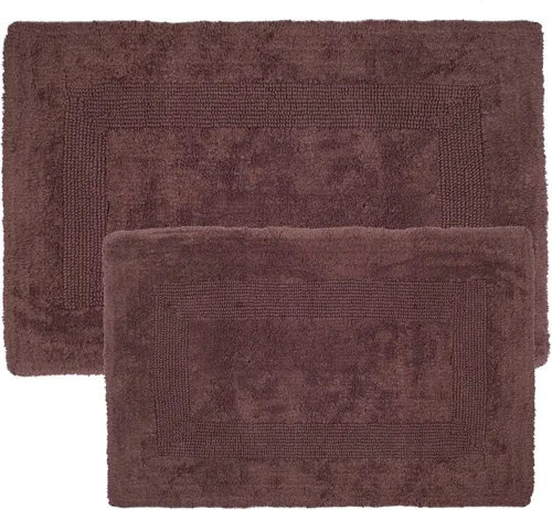Miniatura 9 de Lavish Home - Juego de 2 tapetes de baño de algodón, lavables a máquina, para baño, cocina o lavandería (color chocolate)