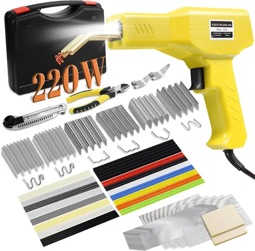 Miniatura 9 de Soldador de plástico de 220 W, kit de soldadura de plástico, reparación de parachoques de automóvil, 1000 grapas calientes y 92 piezas, 7 tipos