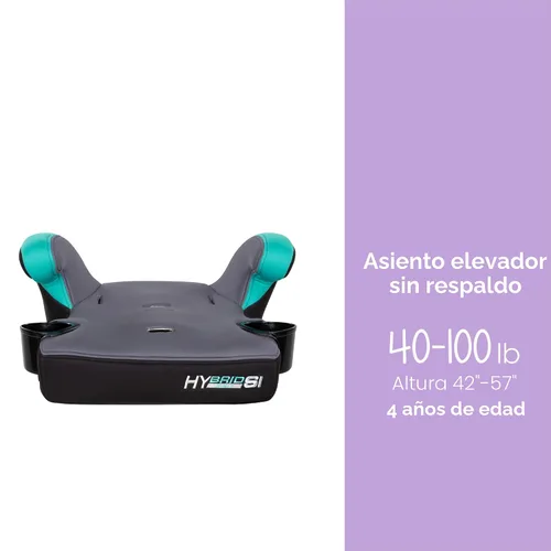 Miniatura 6 de Baby Trend Hybrid SI 3 en 1 Asiento elevador combinado para coche con protección contra impactos laterales, Hoboken Teal