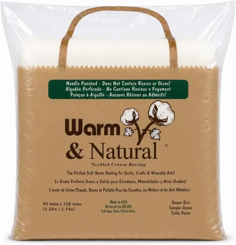 The Warm Company - Guata de Algodón Cálida y Natural – Tamaño Queen 90" x 108" – Guata Premium para Edredones y Manualidades para Proyectos de