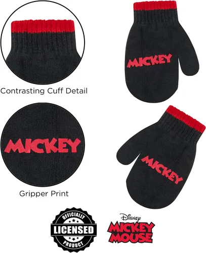 Miniatura 5 de Disney Conjunto de gorro y manoplas de invierno para niños, gorro de Mickey Mouse para niños de 2 a 4 años