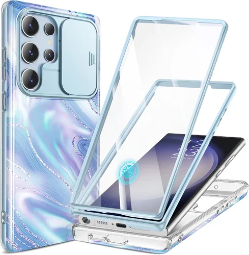 Miniatura 32 de GVIEWIN para Samsung Galaxy S23 Ultra Funda con cubierta deslizante para cámara, [Protector de pantalla incorporado] [2 Marcos frontales] Funda