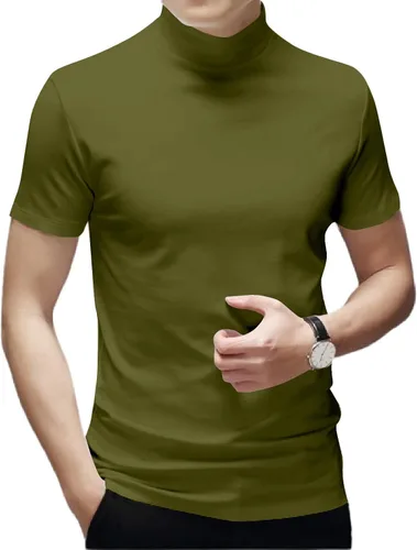 Miniatura 2 de Camisetas de cuello alto falso de moda para hombre, suéter de manga larga, diseño básico, camiseta interior ajustada