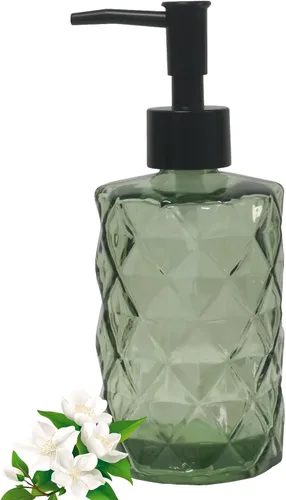 Miniatura 10 de 14Oz Black Pump Glass Soap Dispenser, Brown Stripe Countertop Refillable Liquid Bottle Hand Dish Lotion Dispenser with Plastic Pump, for Kitchen