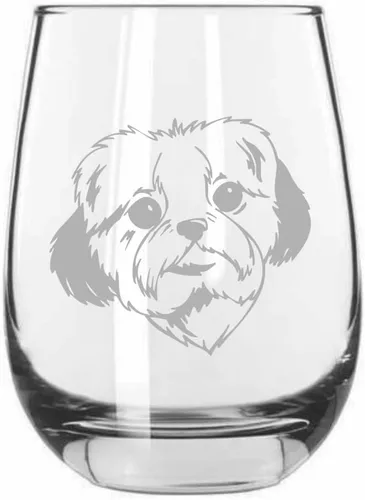 Miniatura 113 de Sakhalin Husky Dog - Copa de vino grabada personalizada de 15.25 onzas sin tallo