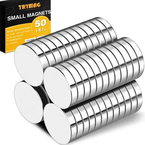 Miniatura 10 de TRYMAG 200 piezas de imanes pequeños de neodimio de 6 x 2 mm, imanes de tierras raras para pizarra, pequeños discos redondos para nevera, Plateado