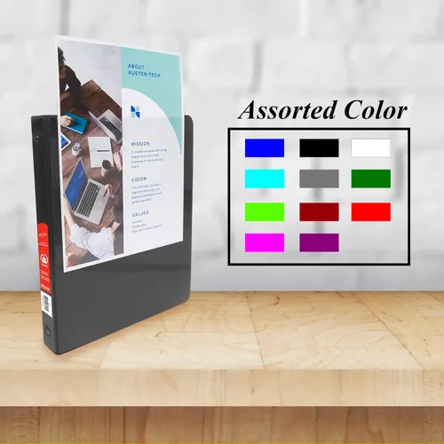 Miniatura 2 de BAZIC Products Carpeta organizadora de 3 anillas de 1/2 pulgada con vista económica, color negro, anillo redondo, capacidad para 100 hojas de papel