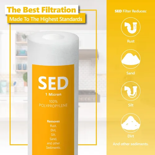 Miniatura 2 de Express Water Paquete de 50 filtros de agua para sedimentos de repuesto - 1 micrón, alta capacidad - 10 pulgadas - Filtros de sistema de ósmosis