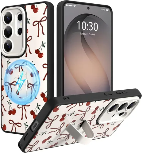 Miniatura 38 de Funda magnética compatible con Samsung Galaxy S25 Ultra para mujeres y hombres, estética flor de durazno, correa de muñeca ajustable incorporada