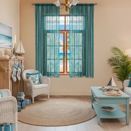 Miniatura 13 de WAZZIO Cortinas de Encaje, Cortina Boho de Crochet para Dormitorio, Cortinas de Café de Algodón, 45 Pulgadas de Largo, 2 Paneles con Bolsillo