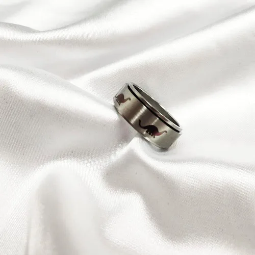 Miniatura 5 de Anillos giratorios punk de dinosaurio para mujeres, niñas y hombres, hipoalergénico de acero inoxidable, para aliviar el estrés, ansiedad