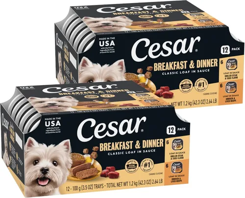 Miniatura 16 de CESAR - Comida húmeda y clásica para perros en un paquete variado de trocitos en salsa de receta de carne de res, filete miñón, pollo a la parrilla