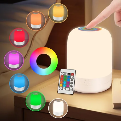 Luz nocturna para niños pequeños, lámpara LED regulable de 13 colores, atenuación continua portátil, lámpara de guardería táctil que cambia de