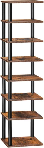 Miniatura 10 de HOOBRO Zapatero vertical, estante estrecho de 6 niveles, organizador de almacenamiento de zapatos para espacios pequeños, 11 pulgadas de largo x 11