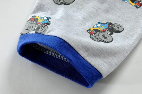 Miniatura 6 de Little Hand Conjunto de pijama para niño, pijamas cortas para niños pequeños, ropa de dormir de algodón con diseño de camión monstruo, ropa