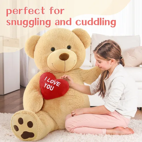 Miniatura 5 de BENINY Osos de peluche grandes en forma de corazón rojo, osos de peluche negros con bordado "Te quiero" para novia, osos de peluche grandes