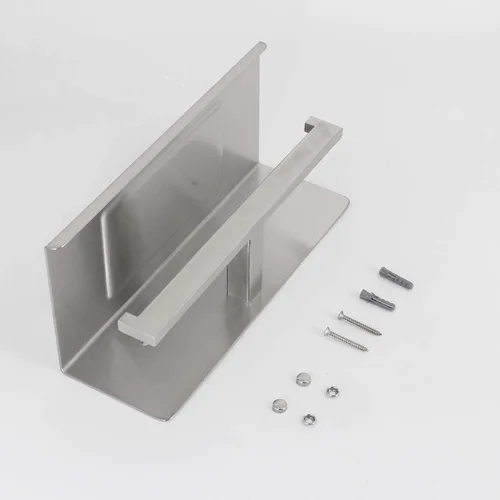Miniatura 5 de Soporte de papel higiénico de baño con estante, soporte de papel higiénico de doble rollo de acero inoxidable, montaje en pared doble para Cepillado