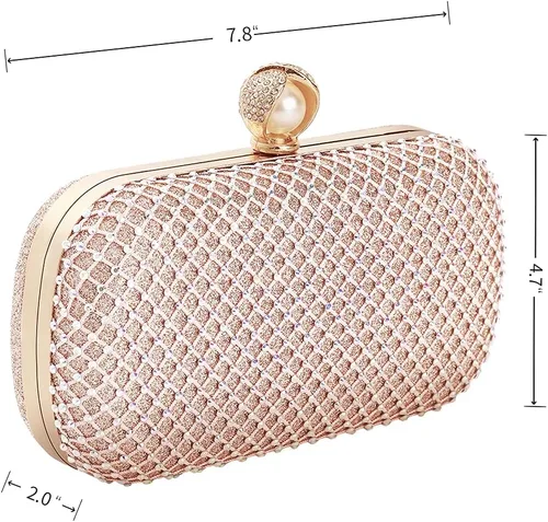 Miniatura 2 de M106 Glitter Embrague Monedero Para Mujeres Brillante Noche Bolsos Fiesta Fiesta Bolso Rosa Oro
