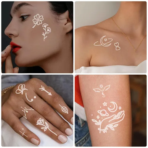 Miniatura 4 de 60 Hojas de Tatuajes Temporales que Brillan en la Oscuridad, Pegatinas Luminosas Minimalistas de Tatuajes Falsos para Adultos, Hombres, Mujeres