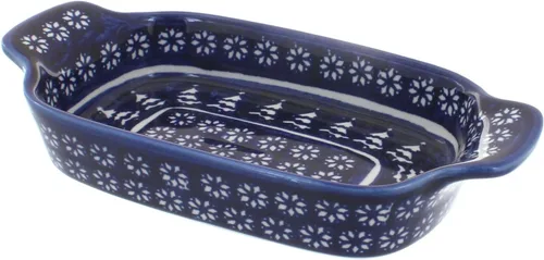 Miniatura 7 de Blue Rose Polish Pottery - Plato rectangular con diseño de mariposa floral roja, 10 x 5.25 pulgadas, hermoso plato para pan, ensalada o pasta