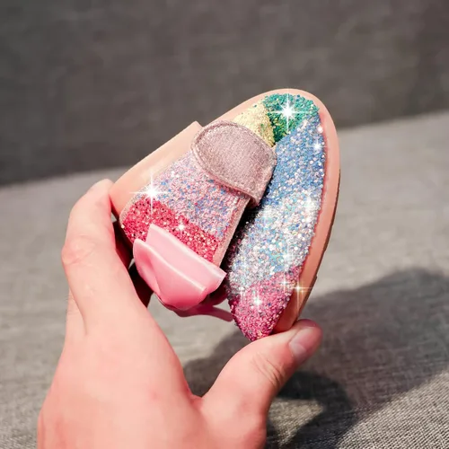 Miniatura 4 de Mowoii Girls Glitter Mary Jane Low Heel Wedding Party Princess Dress Pumps Shoes Shoes for Toddler Kids