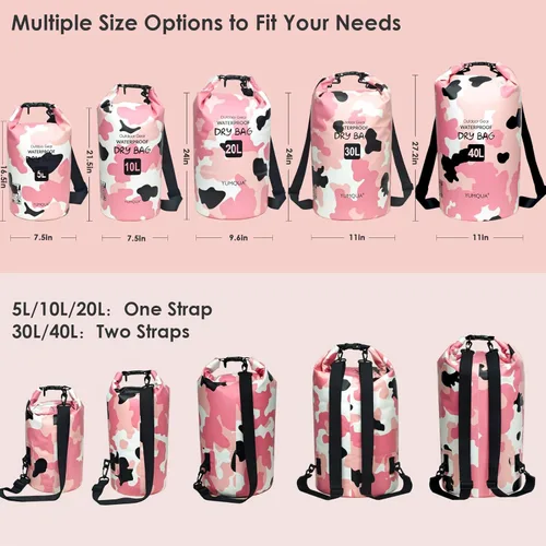 Miniatura 2 de YUMQUA Bolsas secas impermeables 5L/10L/20L/30L/40L para mujeres y hombres, bolsa seca flotante enrollable bolsa de almacenamiento impermeable