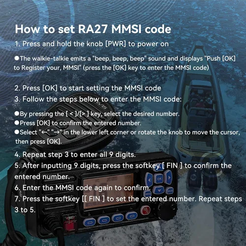 Miniatura 5 de Retevis RA27 Radio marina de montaje fijo con GPS y DSC, IP67 impermeable, largo alcance, clima NOAA de emergencia, todos los canales marinos