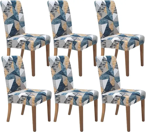 Miniatura 26 de SPRINGRICO Paquete de 6 fundas blancas para sillas de comedor, fundas elásticas para sillas de comedor con diseño floral, de elastano lavable