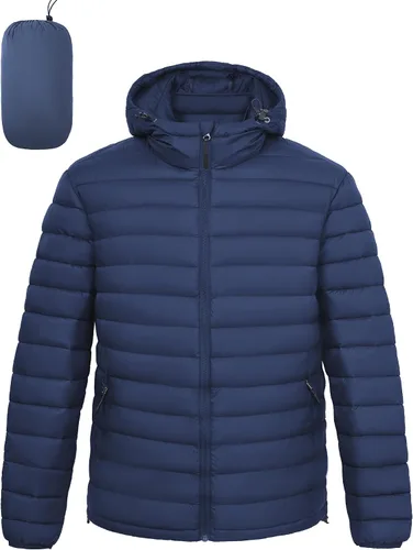 Miniatura 9 de Chaqueta acolchada ligera y plegable para hombre, con capucha, aislada, resistente al agua, para esquí, senderismo, viajes