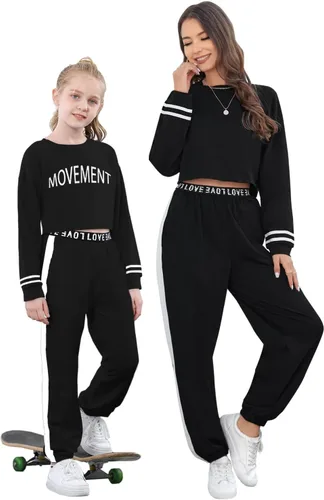 Miniatura 4 de Betusline Conjuntos de 2 piezas para niñas, lindos conjuntos de ropa de otoño e invierno, 4T-14 años
