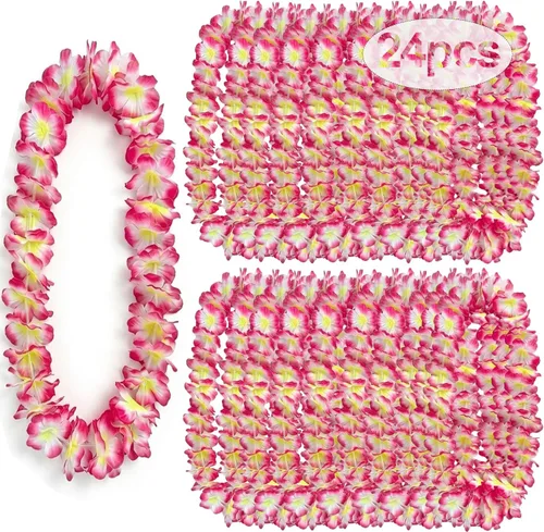 Miniatura 8 de 24 Leis hawaianos gruesos a granel, Leis de graduación de Luau Leis azul océano, decoraciones de revelación de género para adultos, guirnalda floral