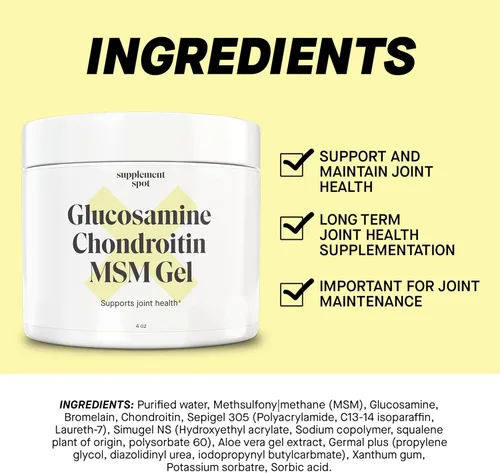 Miniatura 5 de Gel MSM de glucosamina condroitina (4 onzas), con glucosamina, condroitina, MSM y bromelina para apoyar la salud de las articulaciones, para mujeres