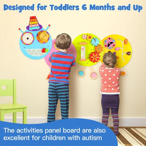 Miniatura 6 de Paneles de pared de actividades Caterpillar para niños pequeños: juguete sensorial de pared 12 actividades, juguete montado en la pared, decoración